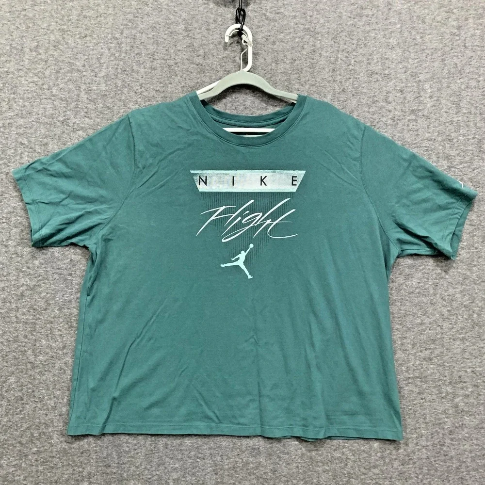 Nike Air Jordan Tee Shirt Mens 3XL‎ Flight Jumpman Logo Teal Green Short Sleeve